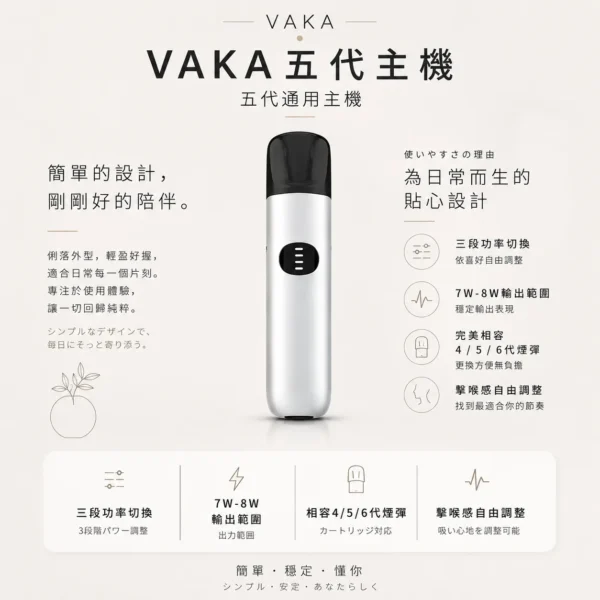 【擊喉感扎實】VAKA 五代通用主機 三段功率7W-8W 顏值天花板 層次分明現貨