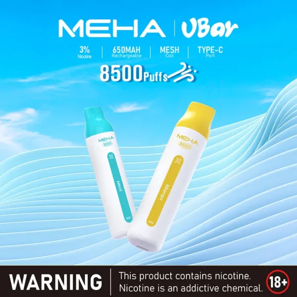 2d4b8760841be472769eae0cb0c858b8 MEHA VBar 魅嗨小白條 8500口拋棄式電子煙|3%尼古丁鹽黃金配方 冰爽水果清爽極致體驗