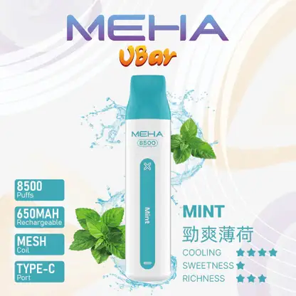 MEHA 8500口 VBar小白條 (10) MEHA VBar 魅嗨小白條 8500口拋棄式電子煙|3%尼古丁鹽黃金配方 冰爽水果清爽極致體驗