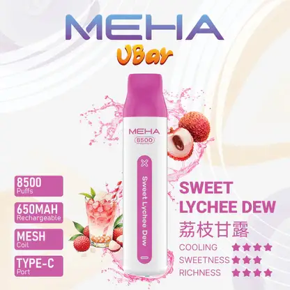 MEHA 8500口 VBar小白條 (12) MEHA VBar 魅嗨小白條 8500口拋棄式電子煙|3%尼古丁鹽黃金配方 冰爽水果清爽極致體驗