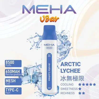 MEHA 8500口 VBar小白條 (6) MEHA VBar 魅嗨小白條 8500口拋棄式電子煙|3%尼古丁鹽黃金配方 冰爽水果清爽極致體驗