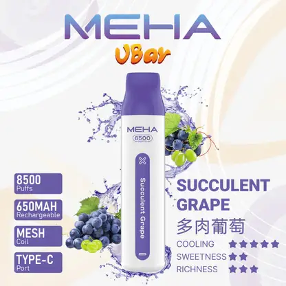 MEHA 8500口 VBar小白條 (7) MEHA VBar 魅嗨小白條 8500口拋棄式電子煙|3%尼古丁鹽黃金配方 冰爽水果清爽極致體驗
