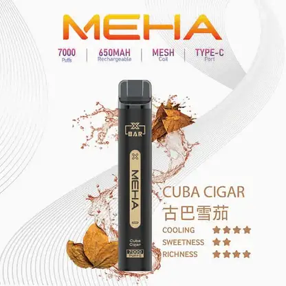 魅嗨 MEHA XBAR 小黑條 7000口拋棄式電子煙｜3%尼古丁鹽黃金配方 極強冰感細膩體驗