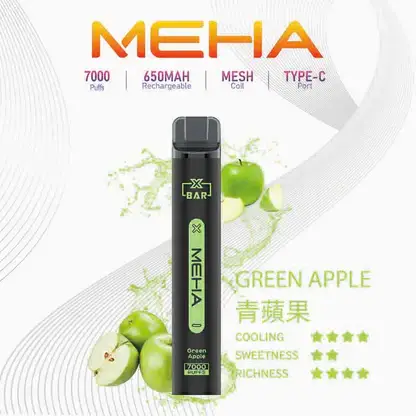 魅嗨 MEHA XBAR 小黑條 7000口拋棄式電子煙｜3%尼古丁鹽黃金配方 極強冰感細膩體驗