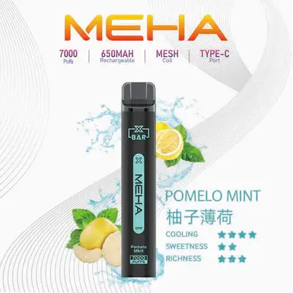 魅嗨 MEHA XBAR 小黑條 7000口拋棄式電子煙｜3%尼古丁鹽黃金配方 極強冰感細膩體驗