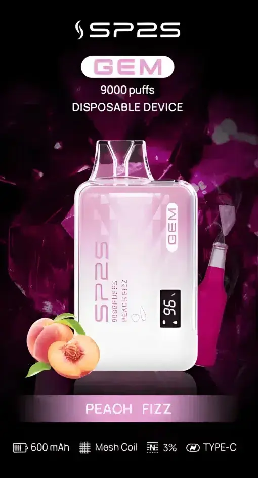 SP2S 思博瑞 GEM 9000 拋棄式電量油量雙顯示！全台現貨秒發 600mAh 快充透明水晶款