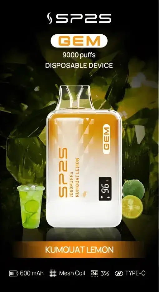 SP2S 思博瑞 GEM 9000 拋棄式電量油量雙顯示！全台現貨秒發 600mAh 快充透明水晶款