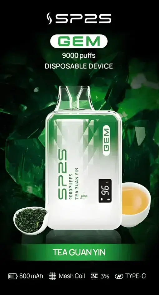 SP2S 思博瑞 GEM 9000 拋棄式電量油量雙顯示！全台現貨秒發 600mAh 快充透明水晶款